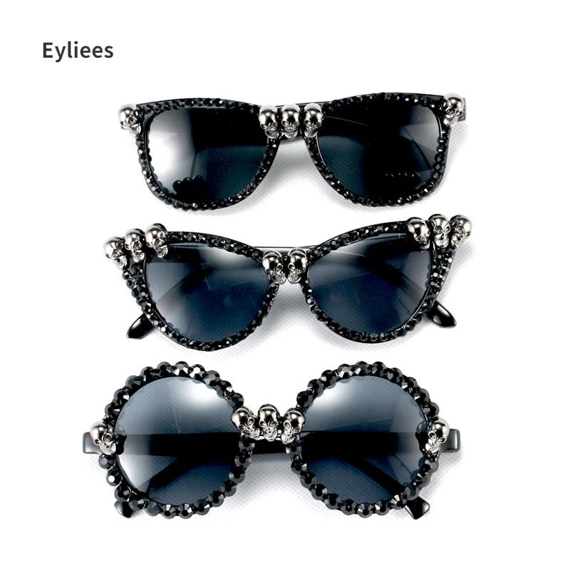 

Gothic Skull Sunglasses Halloween Christmas Cat Eye Crystal Punk Sun Glasses luxury designer vintage gafas de sol mujer