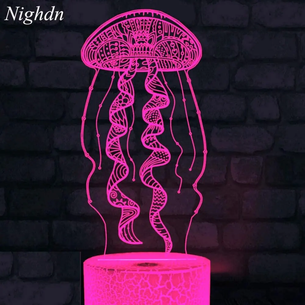 

3D Jellyfish Fish Lamp Led Baby Night Light for Girls Bedroom 7 Color Changing Decoration Lamps Gift Child Nightlights for Kids