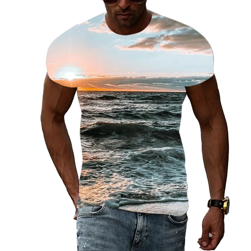 

New Sea Tshirt Men Women Natural Scenery Graphic T Shirts Summer Pattern 3d Print T Shirt Men's T-shirt Casual Beach Clothing