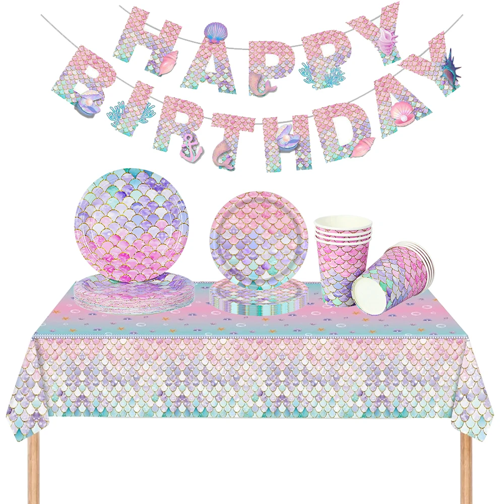

1pcs 137×274cm Mermaid Theme Party Tablecover Disposable Mermaid Tablecloth Baby Shower girl Little Mermaid Birthday Party Decor