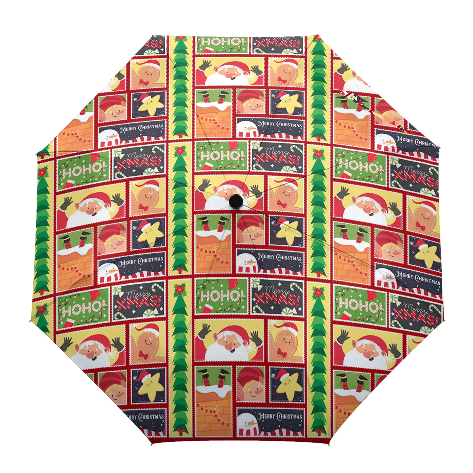 

Christmas Elements Santa Claus Sunshade Parasol Umbrella Fully-automatic Eight Strands Foldable Rain Umbrella for Women Kids