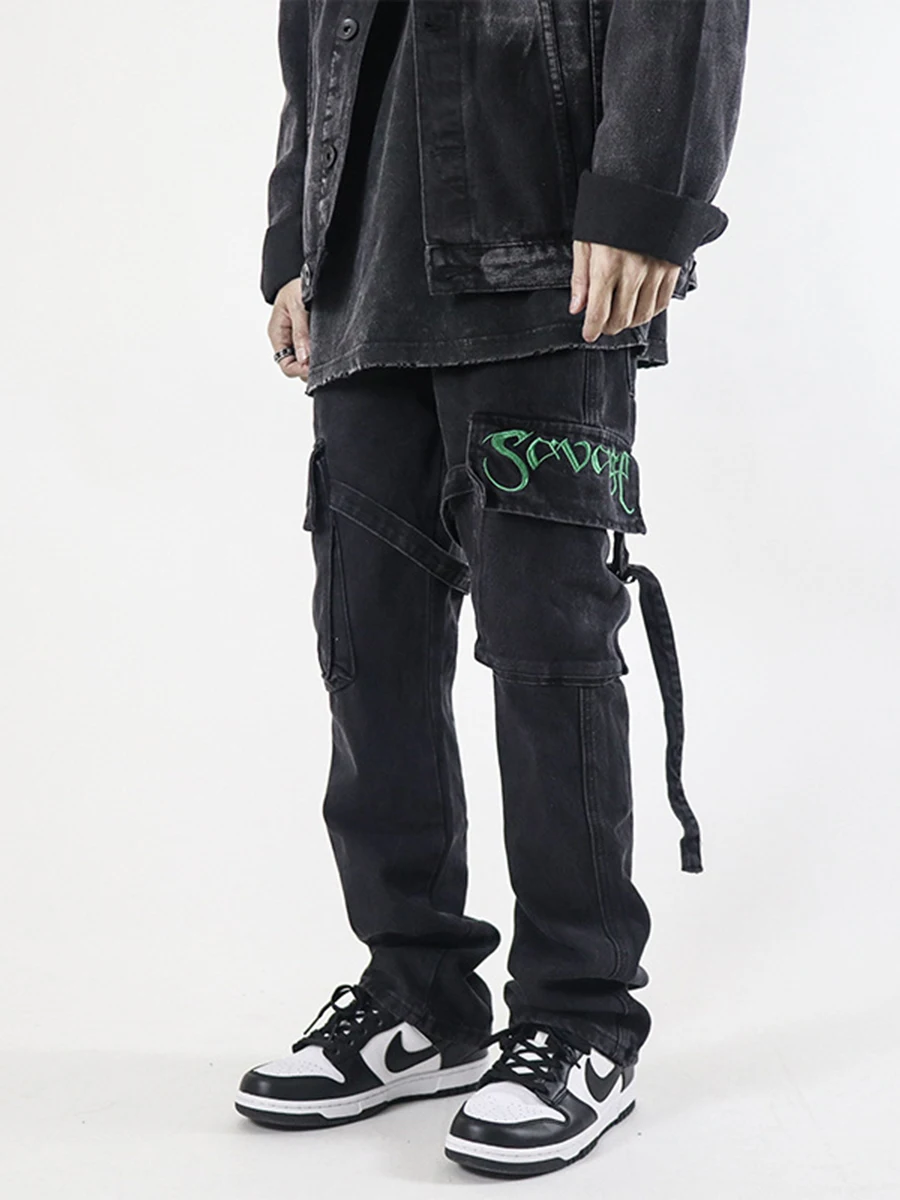 Four Seasons American High Street Vibe Style American Embroidered Denim Pants Hip-hop Trend Men's Street Clothing Ins Hot Sale