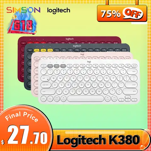 Клавиатура Logitech K380 для разных устройств, беспроводная клавиатура с Bluetooth, для друзей, розового, черного цветов, для Windows, MacOS, Android, IOS, Chrome OS