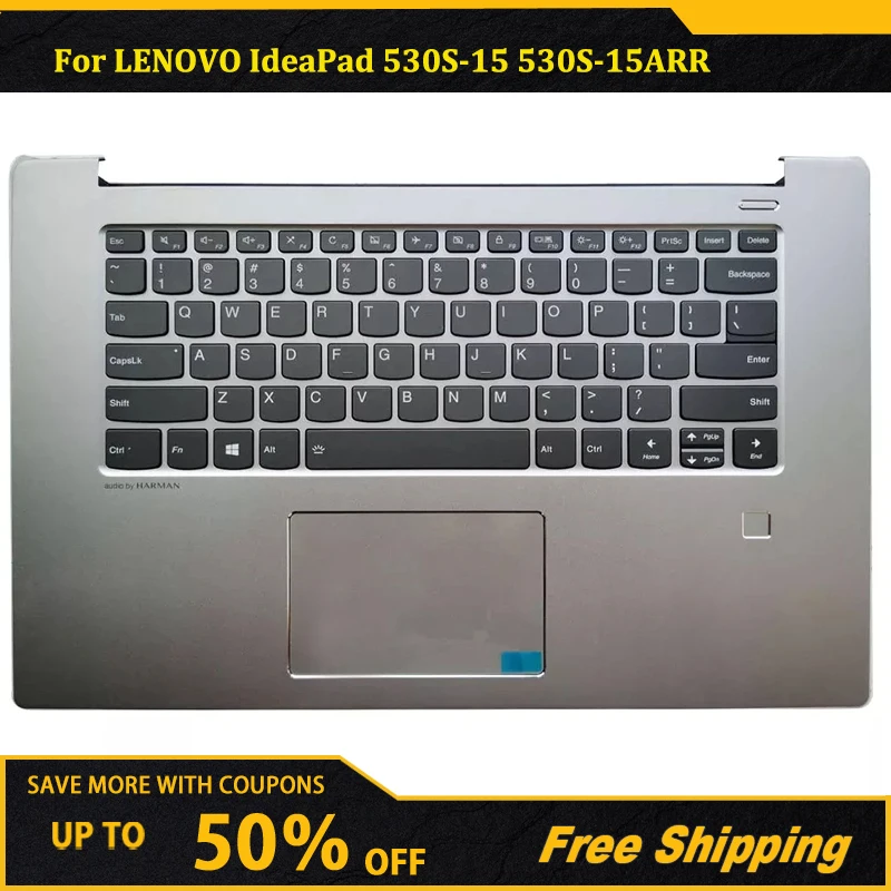 Original New US Keyboard For LENOVO IdeaPad 530S-15 530S-15ARR 530S-15IKB Palmrest Upper Case With Touchpad Fingerprint