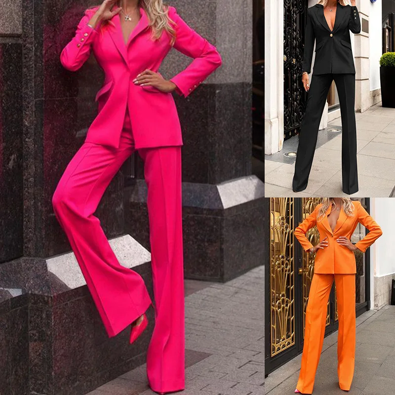 Women Blazer Suit 2021 Autumn New Fashion Jacket Suit Two Piece Suit Female Casual Elegant Commuter 2Pcs Blazer Jacket Trousers