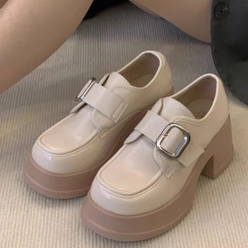 

Женские туфли на толстой подошве, Нескользящие, с круглым носком, на высоком каблуке, с иглой, в стиле ретро, весна-осень