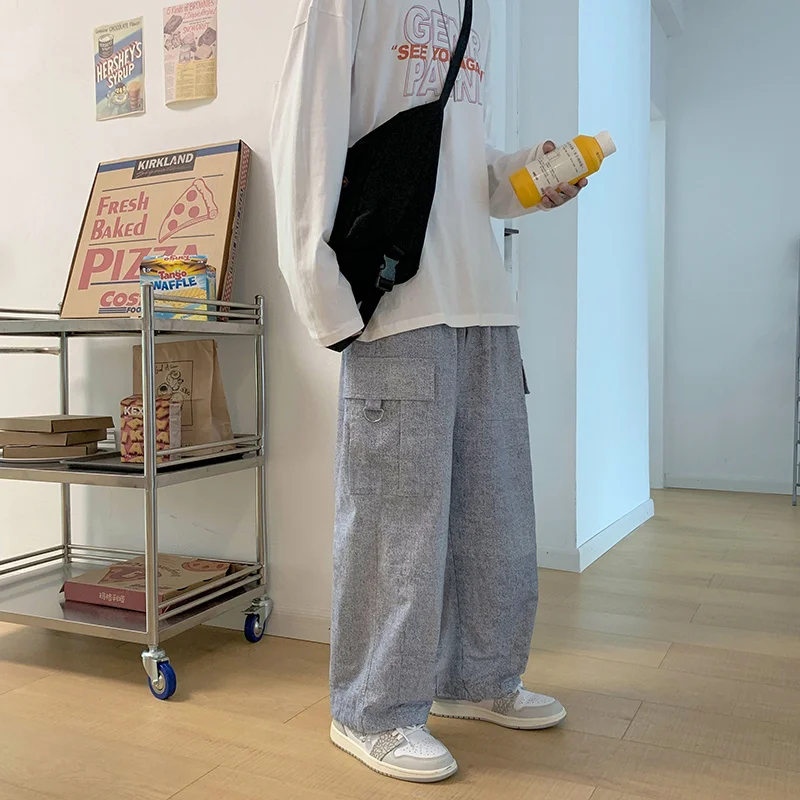 Oversized Cargo Jeans Men Fashion Casual Pocket Jeans Men Streetwear Hip Hop Loose Straight Denim Pants Mens Trousers M-2XL