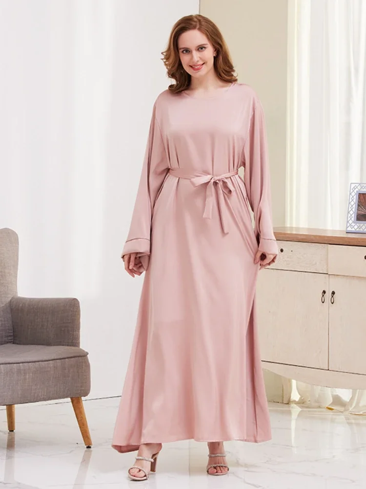 Женское Простое Длинное Платье Абая Повседневное Неэластичное Из Полиэстера