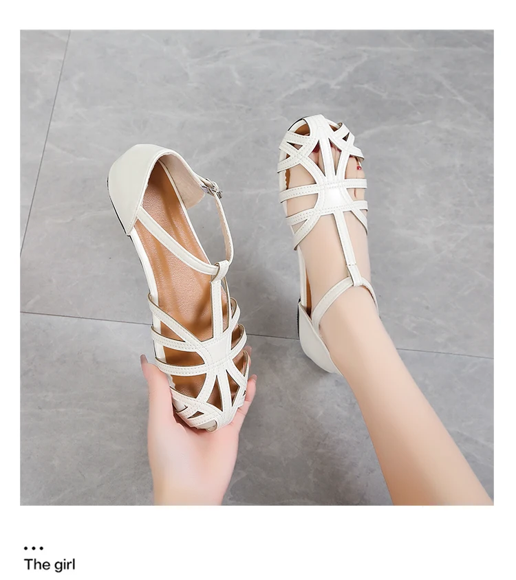 

Женские босоножки на плоской подошве, однотонные сандалии в литературном стиле, с вырезами, в стиле ретро, лето 2022