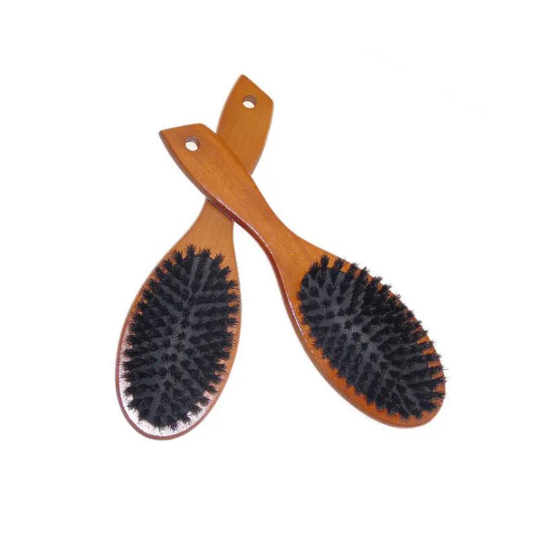 

Natural Boar Bristle Hairbrush Massage Comb Anti-static Hair Scalp Paddle Brush Beech Wooden Handle Hair Brush Comb Styling Tool