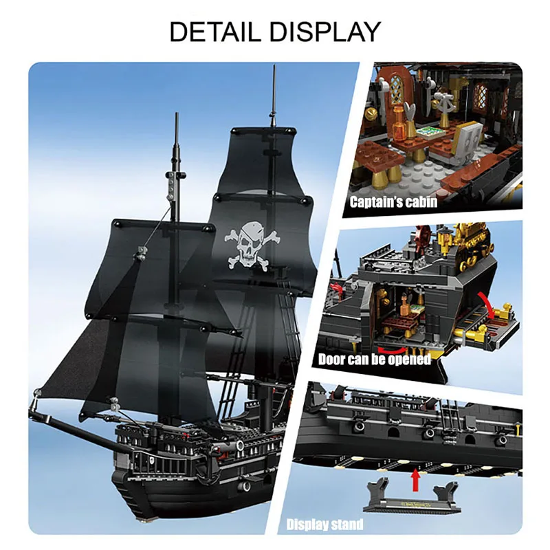 1366 шт. Детский конструктор пиратский корабль