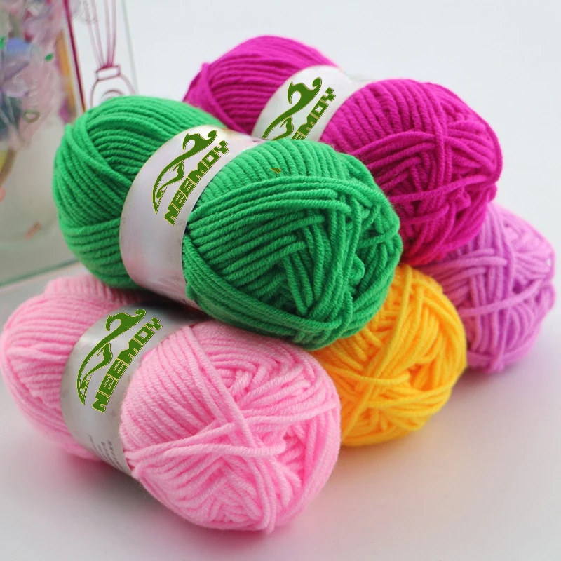 

25g / Ball Milk Cotton 4-strand Thread Baby Manual Thread 85% Acrylic 15% Cotton Skin Friendly DIY Coarse Wool Draw Baby Wool