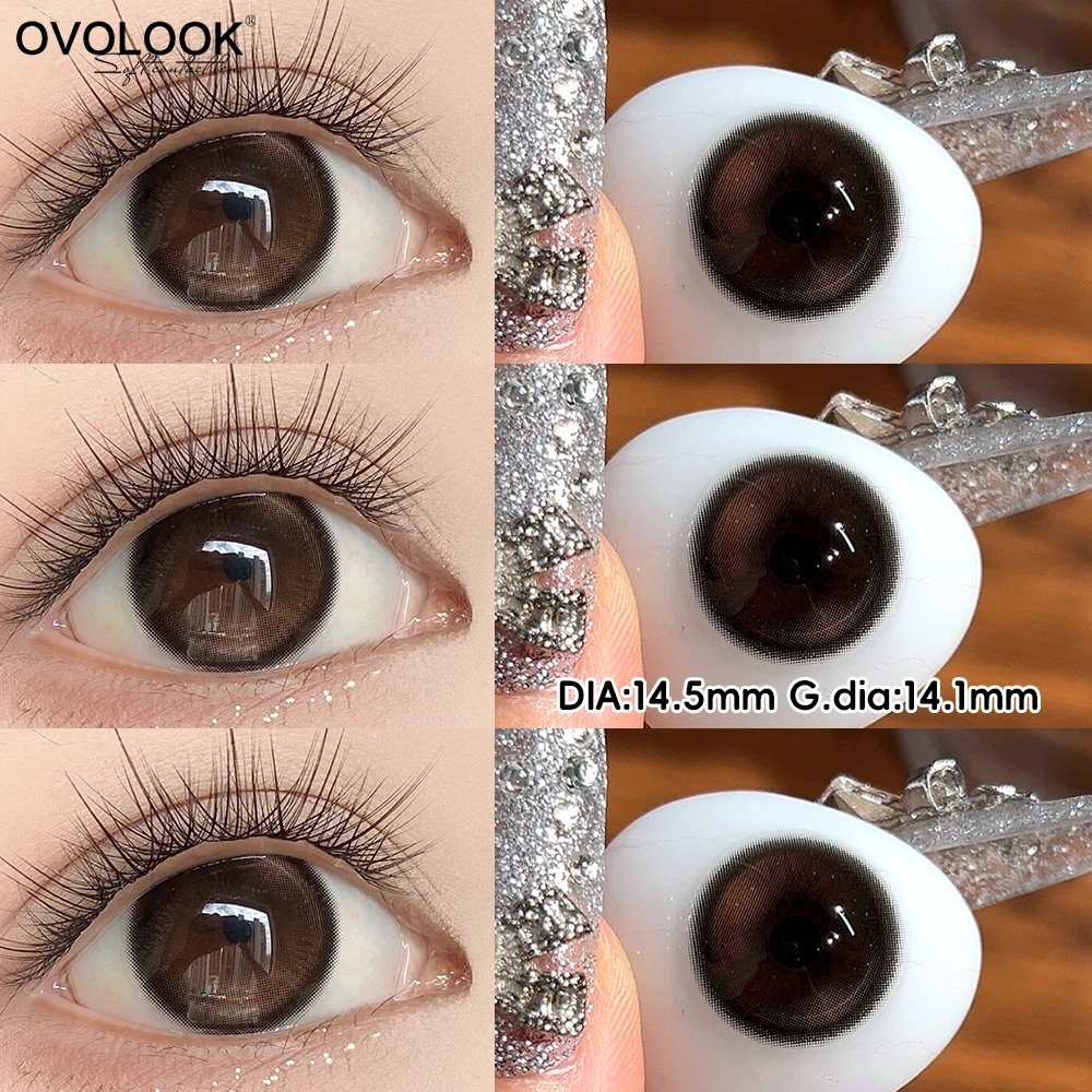 Фото Контактные линзы OVOLOOK Juicy Amber Glass Iris цвета оранжевой газировки, полугодовые, 14,5 мм, для ежедневного макияжа в корейском стиле. №3