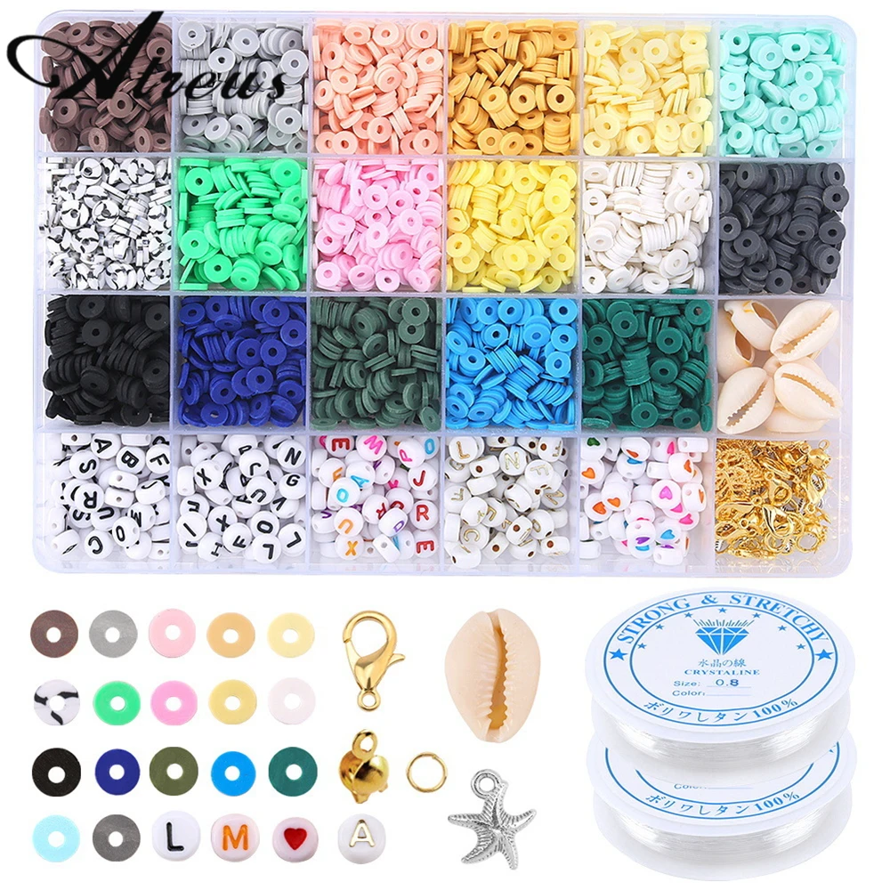 

100-4285 шт./кор. бусины из полимерной глины для изготовления ювелирных изделий, аксессуары, смешанные шармы из ракушек, застежка-карабин для уш...