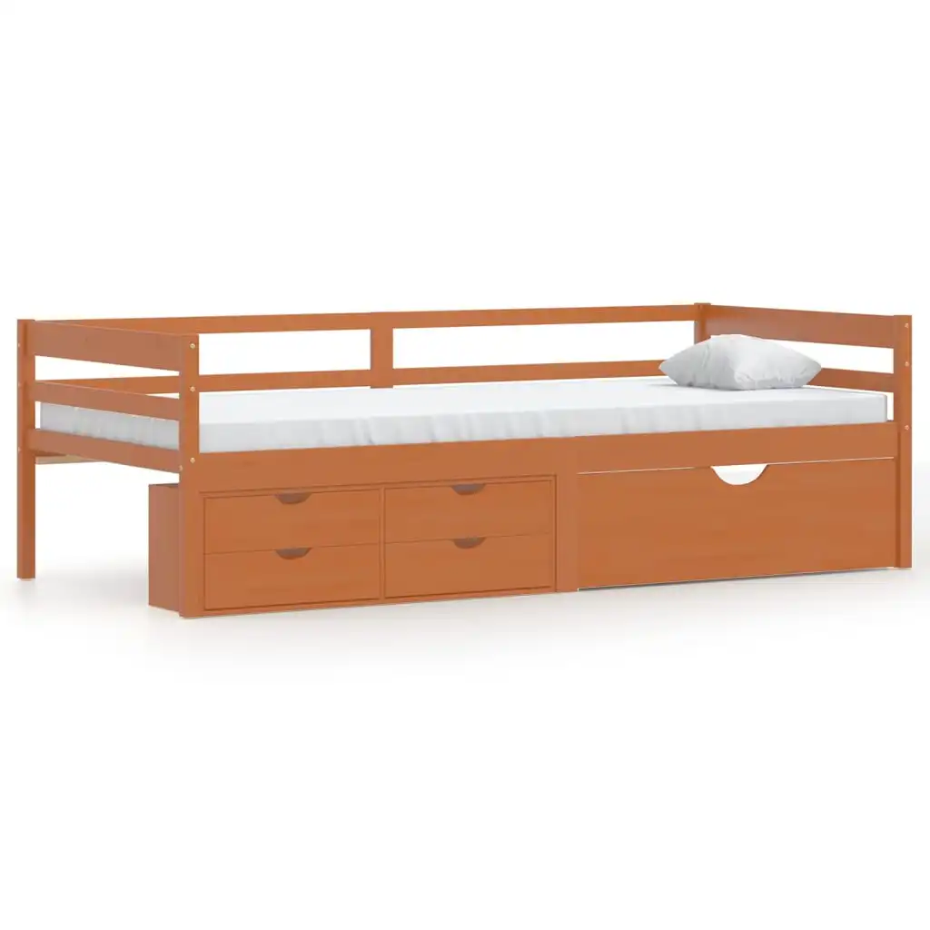 

Day Bed with Drawers &Cabinet, Solid Pinewood Bed, Bedroom Furniture Honey Brown 90x200 cm