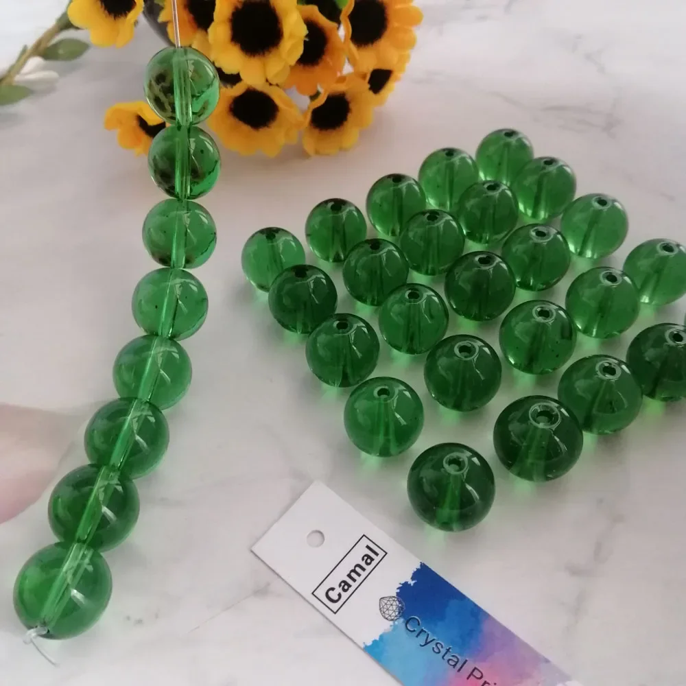 Camal 25 шт. 14 мм натуральное гладкое зеленое стекло круглые свободные