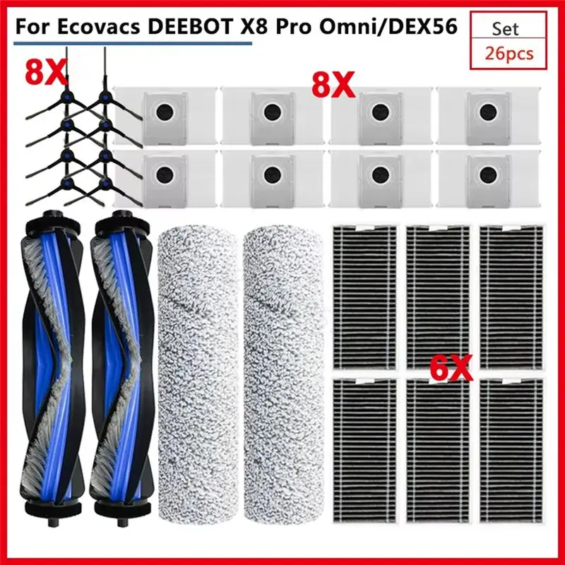 Фото Аксессуары для Ecovacs DEEBOT X8 Pro Omni: Сменные основные и боковые щетки для Ecovacs DEEBOT X8 Pro - [Запчасти Mriae] №1