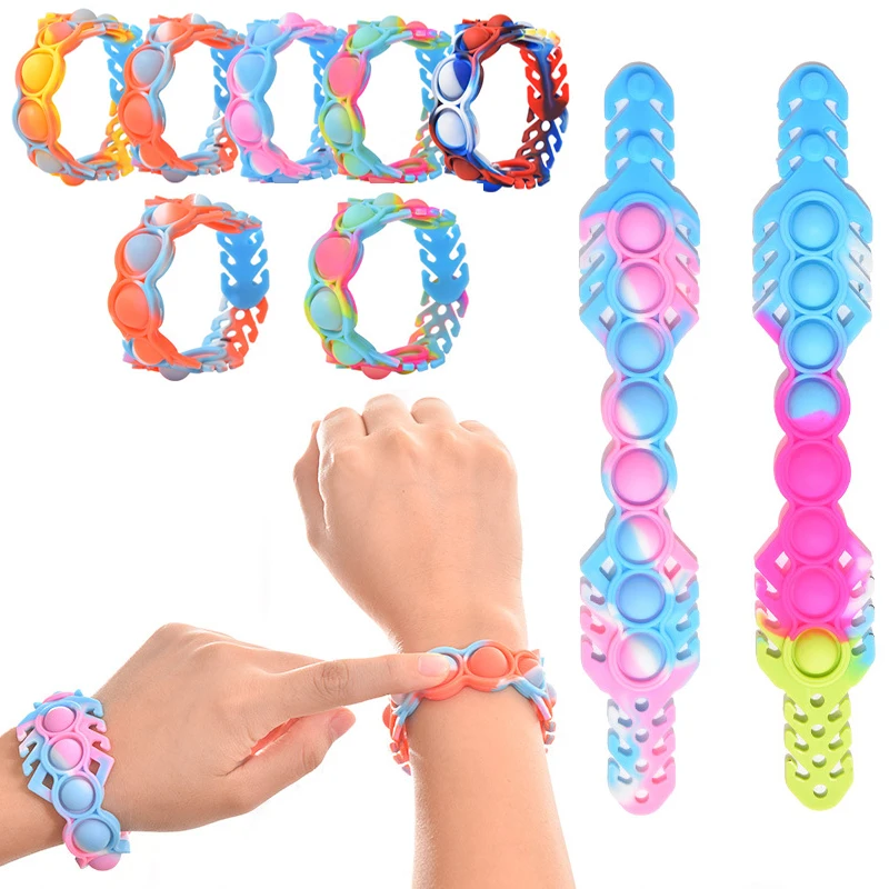 

Wristband Pop Fidget Toys Kawaii Sensory Bracelet Its Push Bubble Simple Dimple Anti Stress Reliever Popite Toys for Children