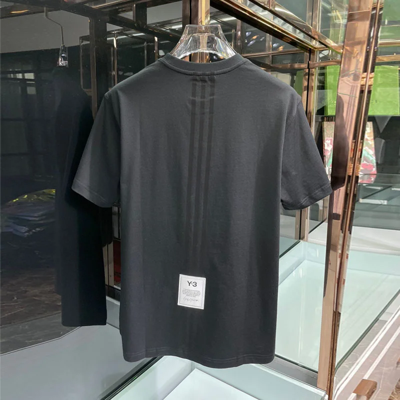 

Yamamoto Yohji Y-3 Rmboemboed Letter Three Stripes Short-sleeved T-shirt Summer Causal Men and Women Loose All-match Y3 T shirt