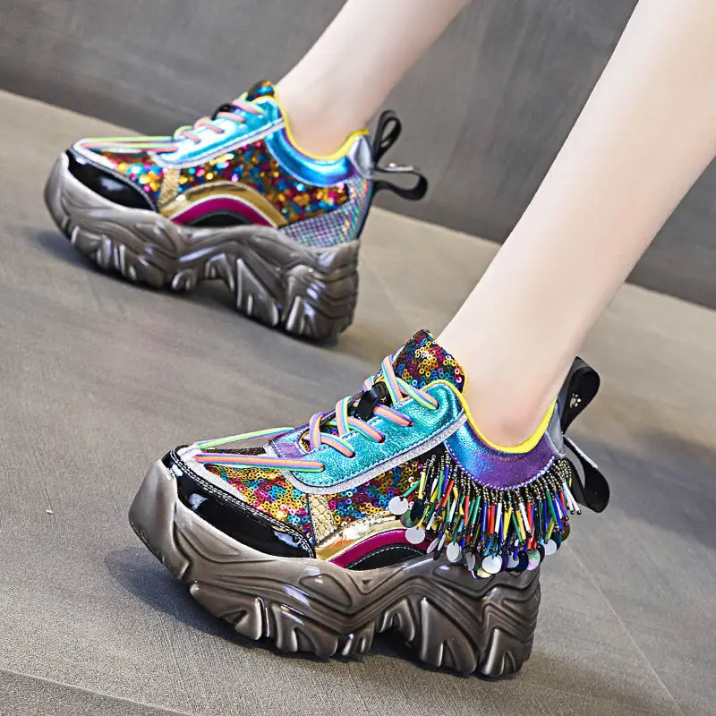 

Colorful Daddy Women's Shoes Height Increasing Insole Spring and Autumn New Popular Casual Sports Platform Muffin Ins Fashion