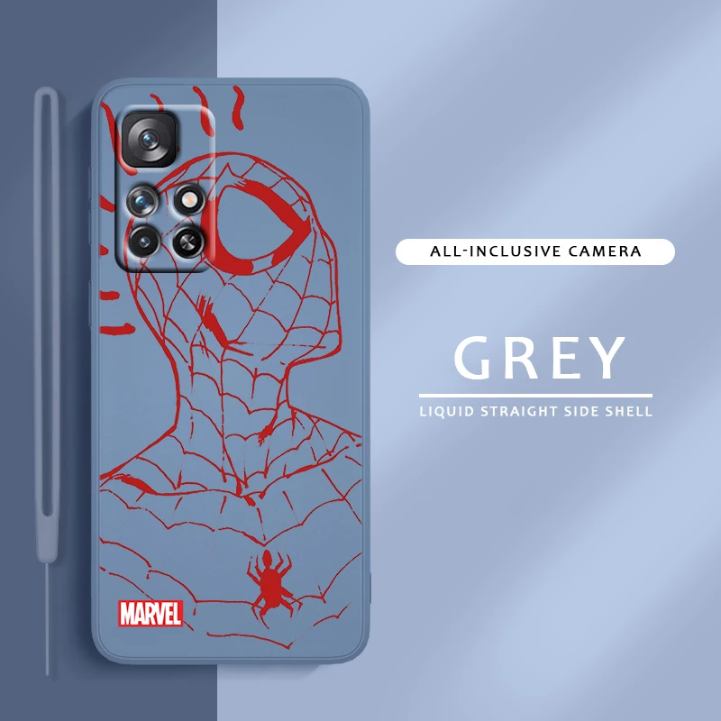 

Marvel Spiderman Cute For Redmi K60 K50 K40 K30 K20 10C X 9C T AT A 8A 7A Gaming Pro Plus Liquid Rope Silicone Phone Case