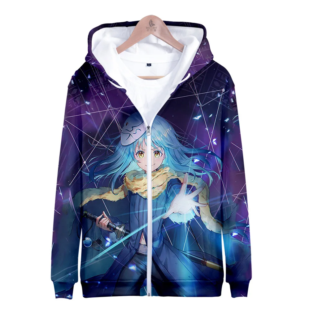 

Кавайная детская одежда для мальчиков и девочек, с надписью «I Time I is Reincarnated as a Slime», толстовка с капюшоном на молнии для мужчин и женщин, толст...