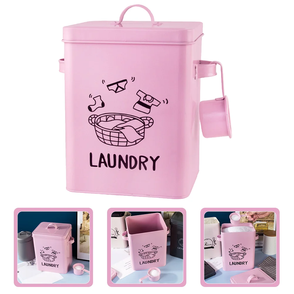 

Laundry Detergent Storage Box Bead Holder Metal Powder Container Bin Bucket Scoop Soap Wrought Iron Condensate Beads Buckets