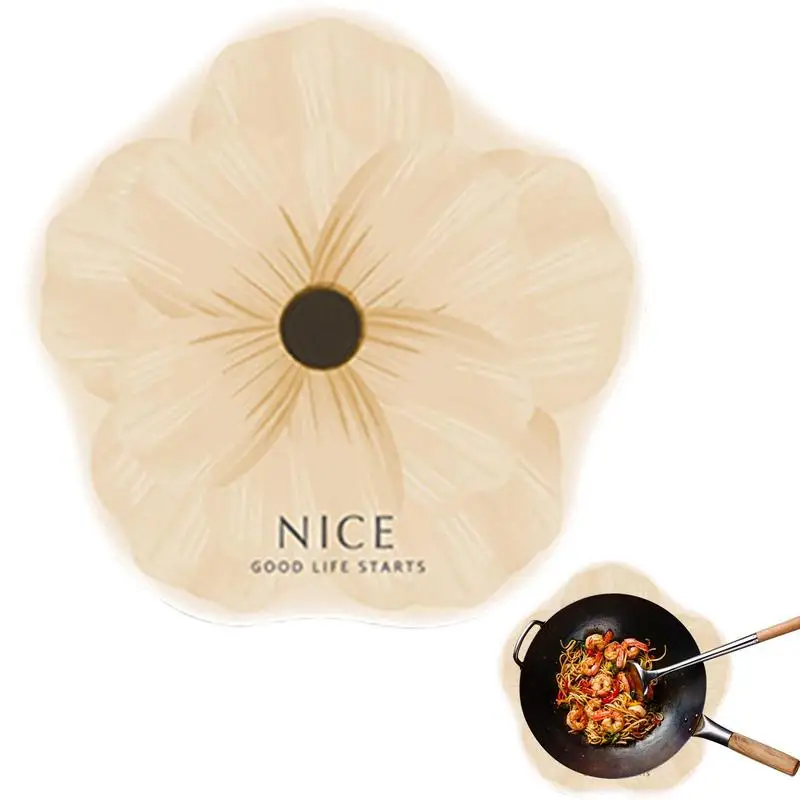 

Countertop Mat Drying Dish And Coffee Draining Mat Anti-Slip Flower Shape Mat With Diatomaceous Earth Absorbent Mat For