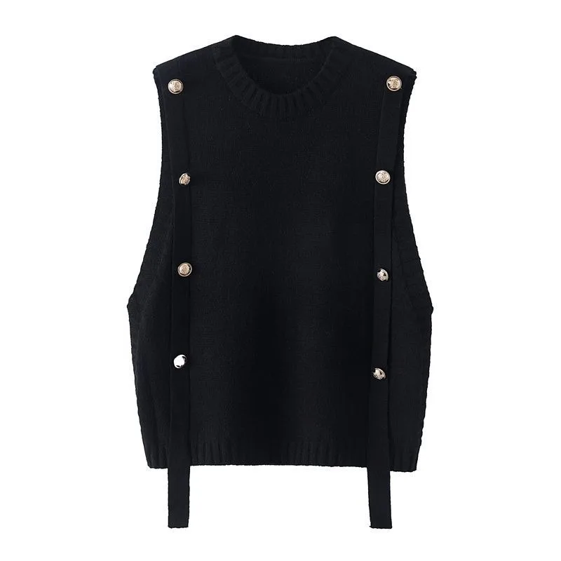 Женский трикотажный свитер без рукавов свободный Облегающий топ на весну и осень