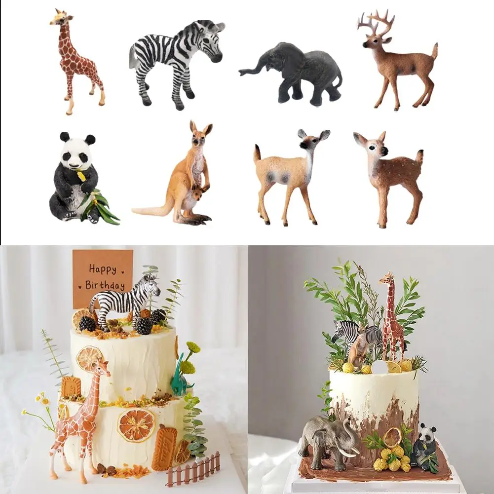 

1pcs Safari Animals Cake Decor Simulation Elephant Safari Kangaroo Jungle Party Topper Wild Birthday One Happy Decors Panda R3P5