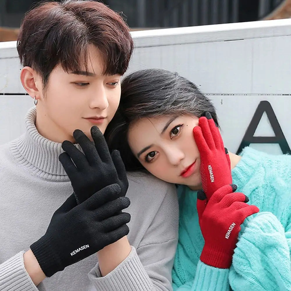 

Осенне-зимние вязаные Утепленные перчатки для горного велоспорта, лыжного спорта, велоспорта, теплые варежки с пальцами для сенсорного экр...