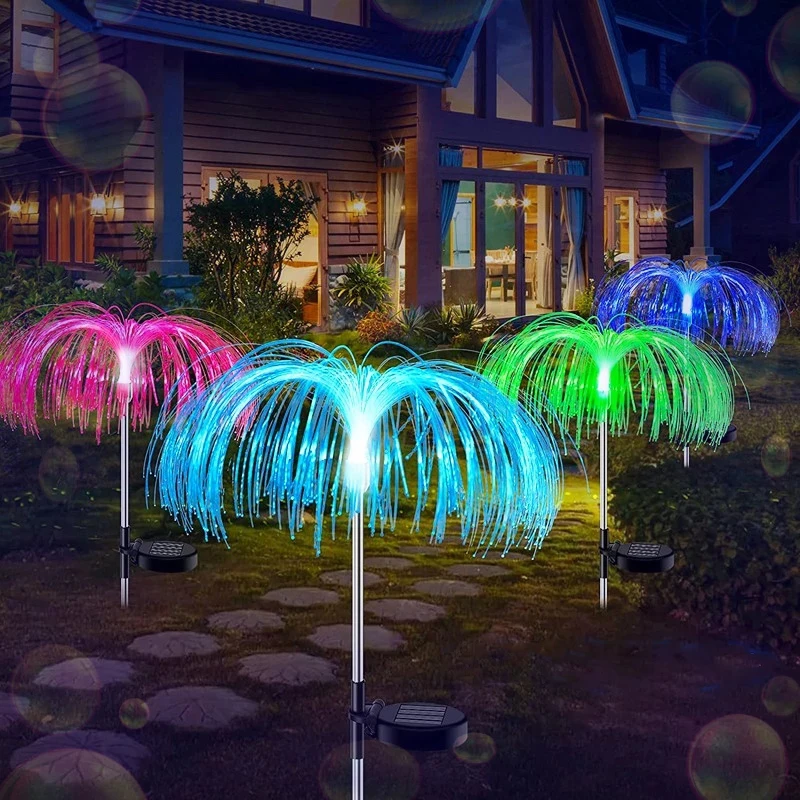 

7 Color Solar Led Jellyfish Lamp Waterproof Fiber Optic Lights Outdoor for Garden Patio Decoration Flash Pathway Flowers Light