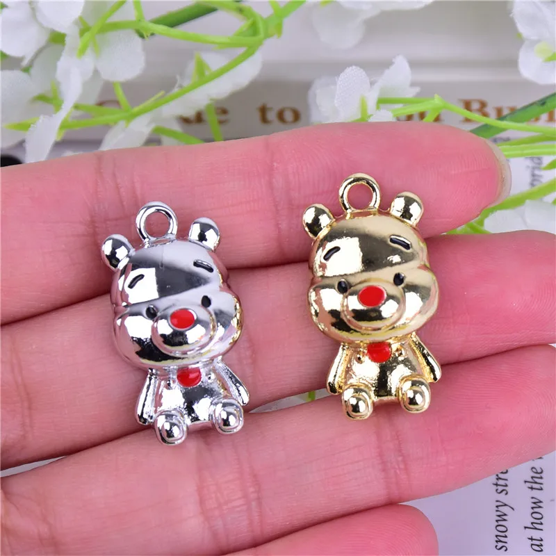 Металлические подвески в виде медведя 10 цветов 17 х30 мм