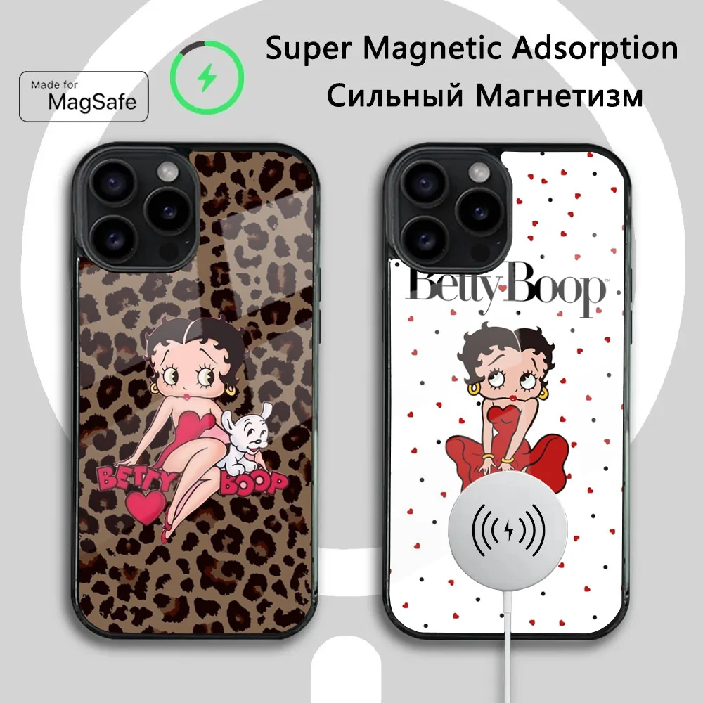 Чехол для телефона B-Betty-Cute-Boop iPhone 16 14 13 12 11 Plus Pro Max Mini Magsafe с магнитной беспроводной