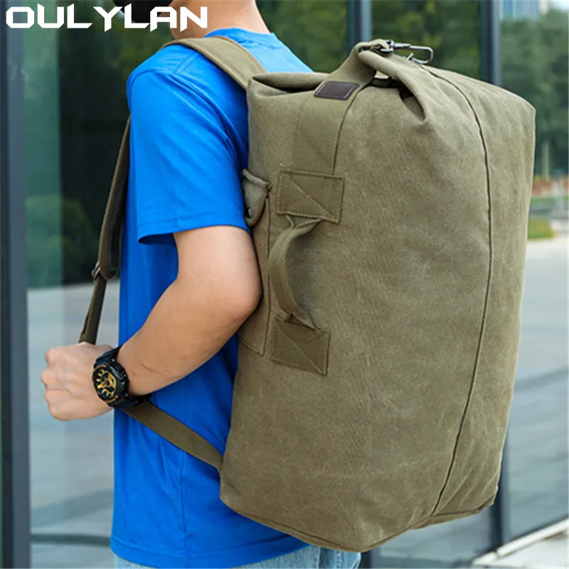 Модный вместительный рюкзак Oulylan мужской наружный чемодан холщовый сумки через