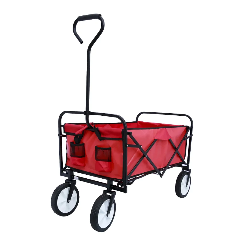 

SUGIFT Folding Wagon Garden Shopping Beach Cart, Red carro compra 4 ruedas carro compra shopping cart