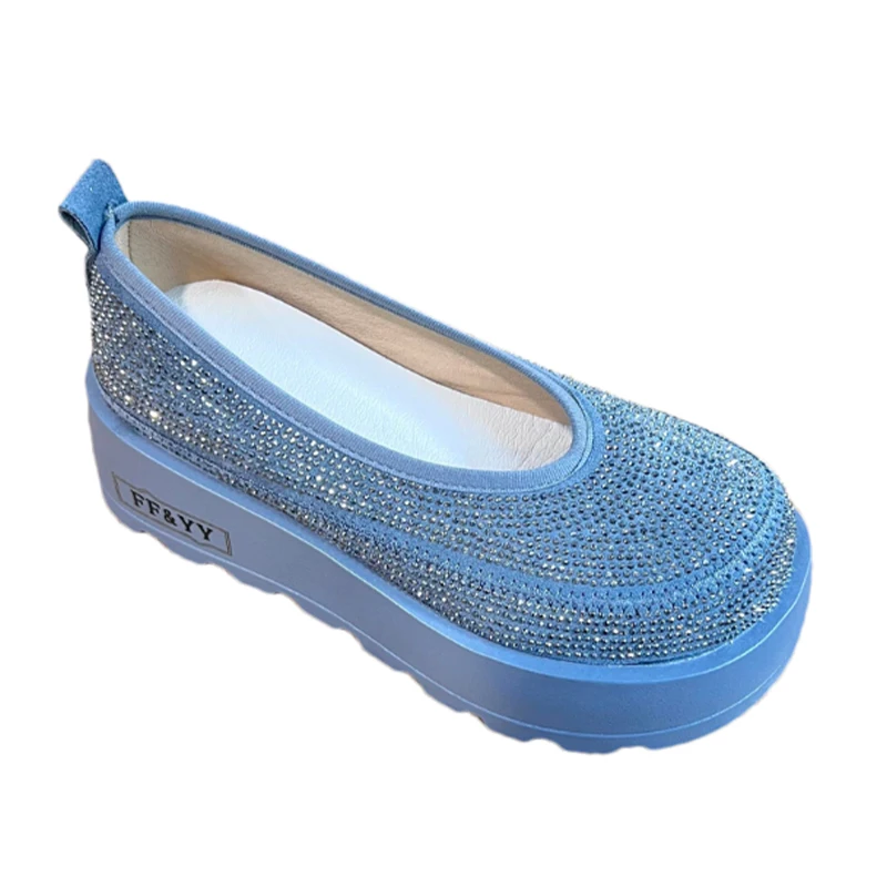 Женские лоферы на плоской подошве сандалии с кристаллами кроссовки платформе