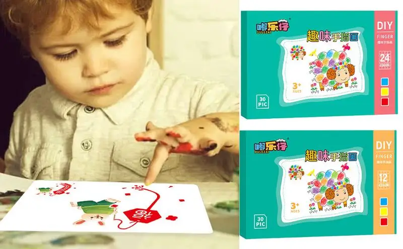 

Kids Finger Painting Painting DIY Crafts Finger Paint Paper Toddler Paint Washable For Preschool Learning Kit With Drawing card