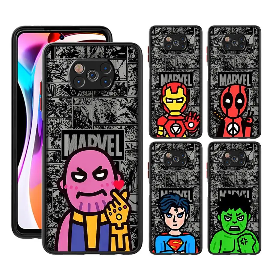 Чехол для телефона Xiaomi Redmi 12C 10A 12 13C 10 10C A1+ A2 Plus 9 9A 9C 9T K40 Pro Marvel Iron Man Spiderman Soft Cover Capa