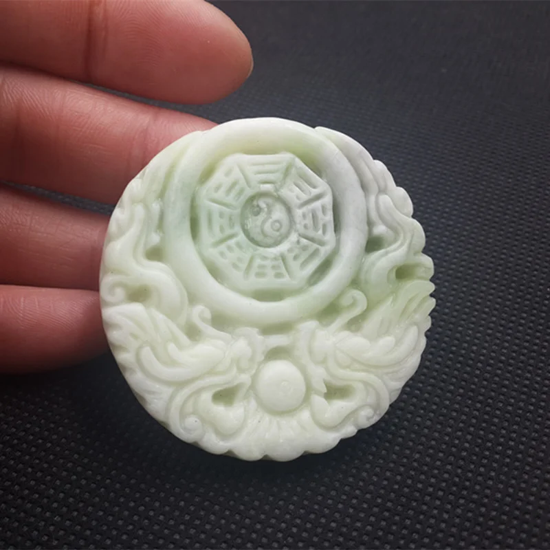 

Natural Lantian Jade Hand Carved Dragon and Phoenix Pendant Fashion Boutique Jewelry Men's and Women's Zodiac Dragon Necklace