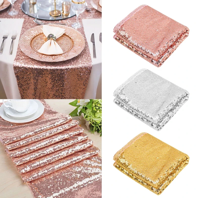

Sequin Table Gold Table For Weddings Runners Christmas Party Rose For Table Gold Home Resturant Runner Cloth Decoration