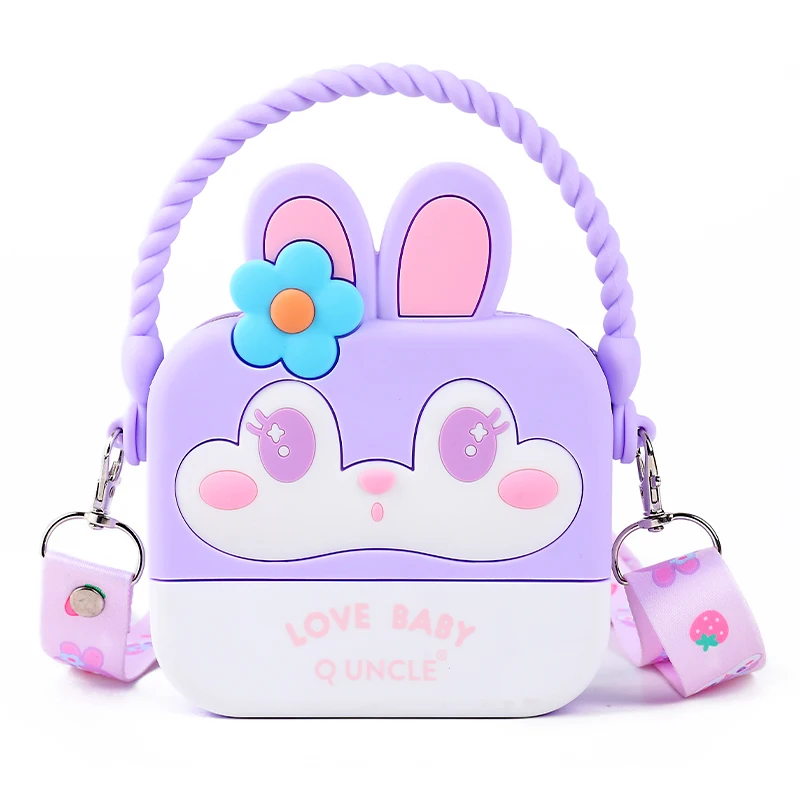 

Q UNCLE Lovely Square Bag Cute Girl Travel Wallet Children Backpack Silicone Mini Satchel Bag Messenger Bags Kids Cartoon Bags