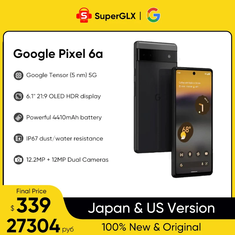 Смартфон Google Pixel 6A, 6 + 128 ГБ, 6,1 дюйма, NFC, Android 12, IP67