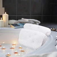 4d bath headrest pillow with 7 suction cup breathable spa bathtub head cushion machine washable soft neck pillows for bathroom
