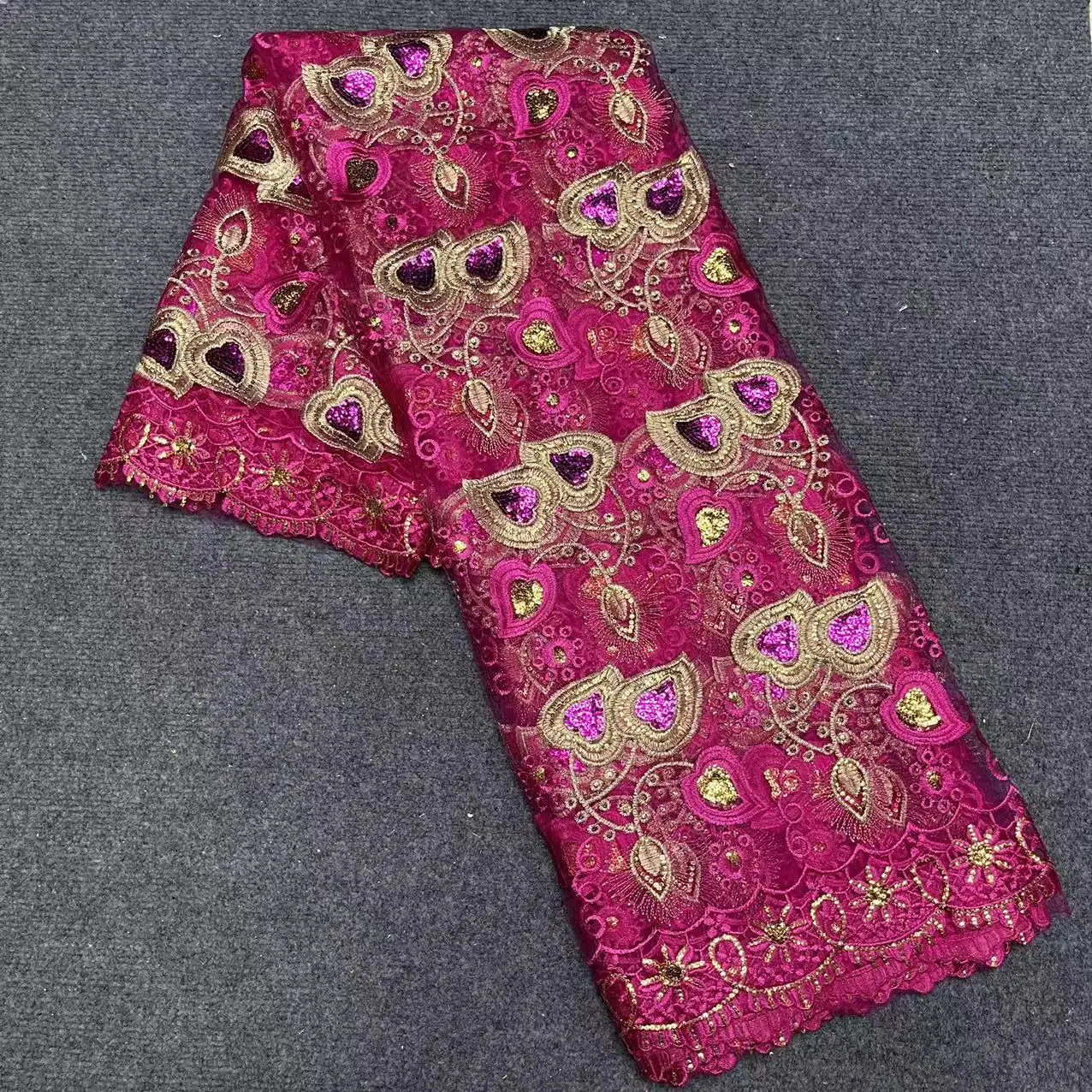 

Новый дизайн 2023, африканская сетчатая кружевная ткань с блестками, Высококачественная французская сетчатая кружевная ткань, красивое круж...