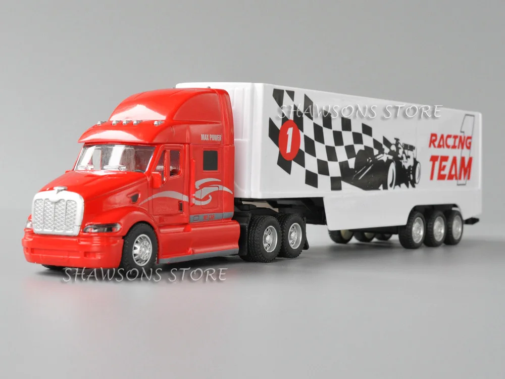 

1:50 Diecast Model Truck Toys Tractor Container Semi-Trailer Pull Back Miniature Replica With Sound & Light