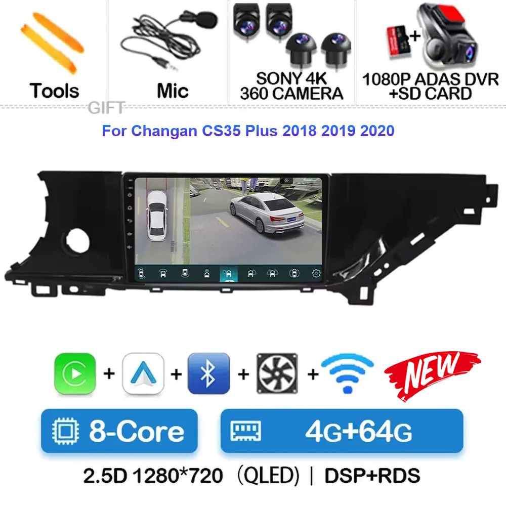 

Android 14 для Changan CS35 Plus 2018 2019 2020 Автомобильный DVD Авто Радио Стерео Мультимедийный Плеер GPS-навигация Carplay Без 2din 7862A