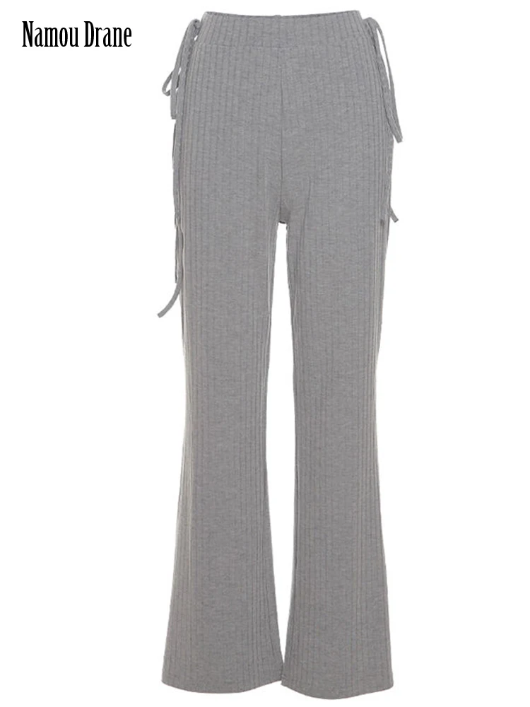 Namou Drane Designed with Lace Waist, Slim Waist, Long Legs, Casual Pants, Women's Pit Stripe, Versatile Pants, Summer 2022 New images - 6