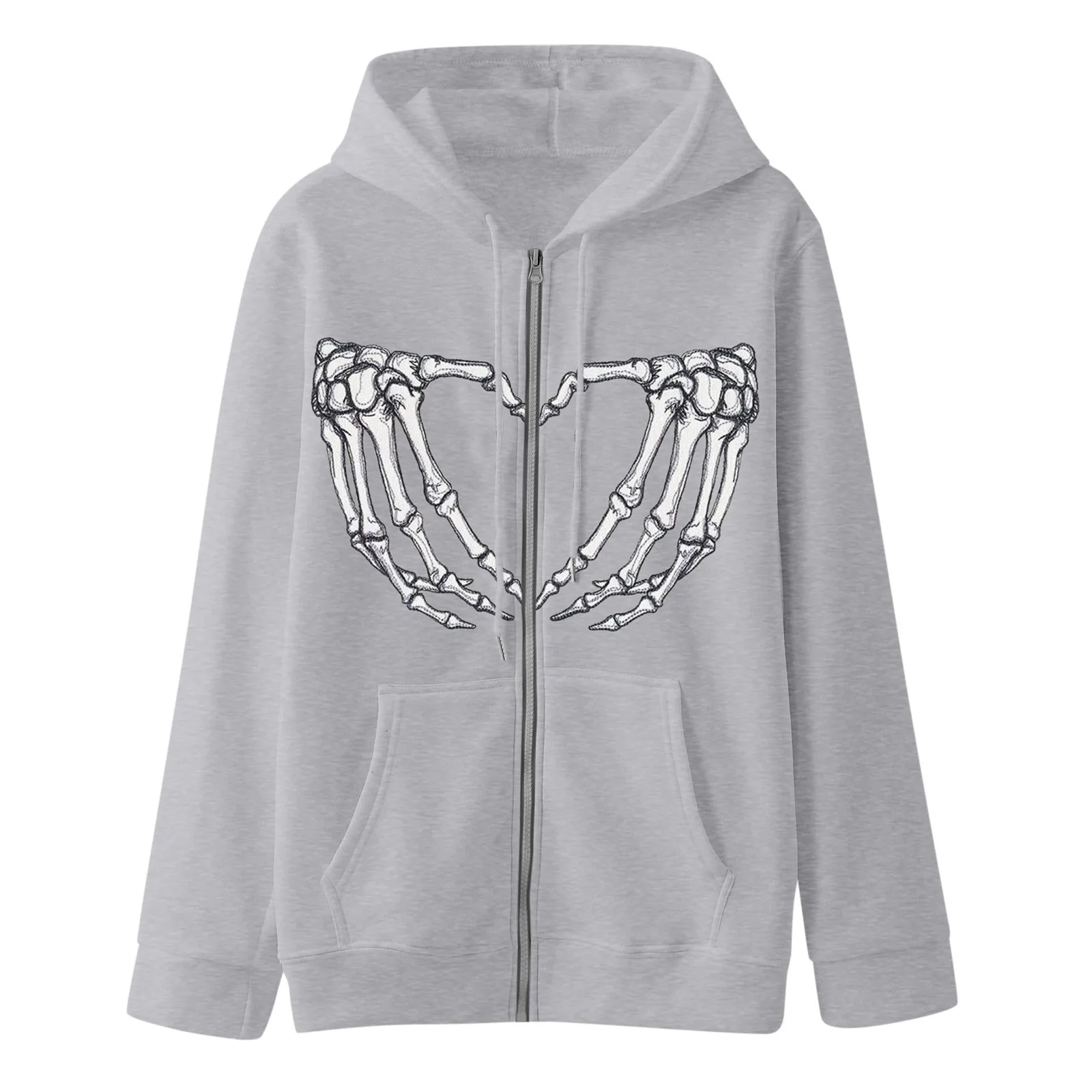 

Womens Casual Pullover Women Gothic Print Hoodie With Drawstring Zip Up Pocket Long Sleeve Coat Loose Womens Snap Hoodies