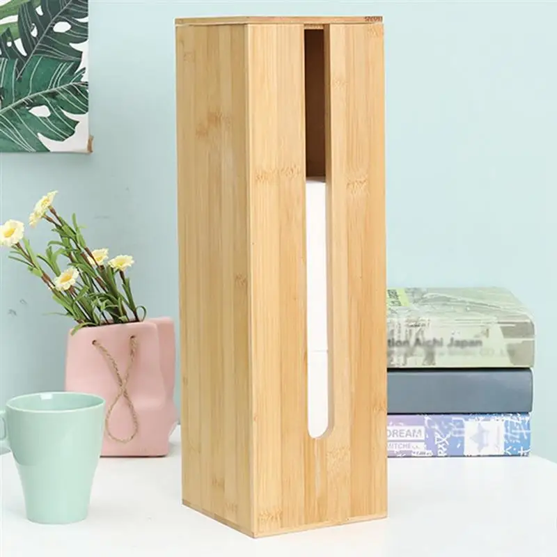 

1Pcs Toilet Paper Holder Bamboo Standing Toilet Paper Organizer Toilet Tissue Holder Waterproof Tissue Box Livng Room Napkin Box